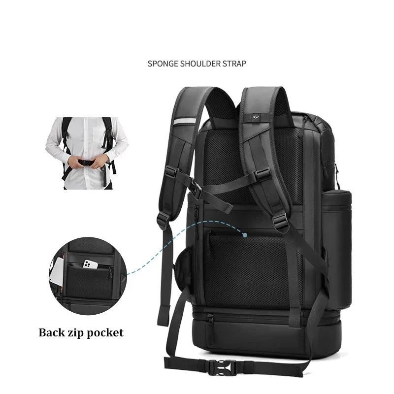 Large Capacity Travel for Men Backpack Trekking Mountain Outdoor Waterproof 15.6in Laptop Backpacks with Shoe Bag Sport Style