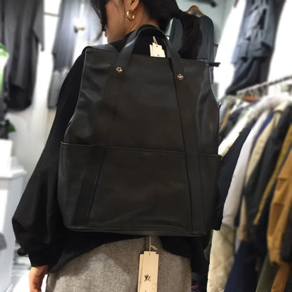 Large Capacity Unisex Multifunctional Portable Shoulder Bags Waterproof Business Travel Backpacks Retro Genuine Leather Bolsas