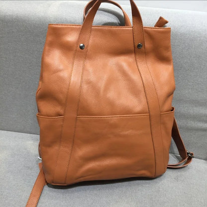 Large Capacity Unisex Multifunctional Portable Shoulder Bags Waterproof Business Travel Backpacks Retro Genuine Leather Bolsas