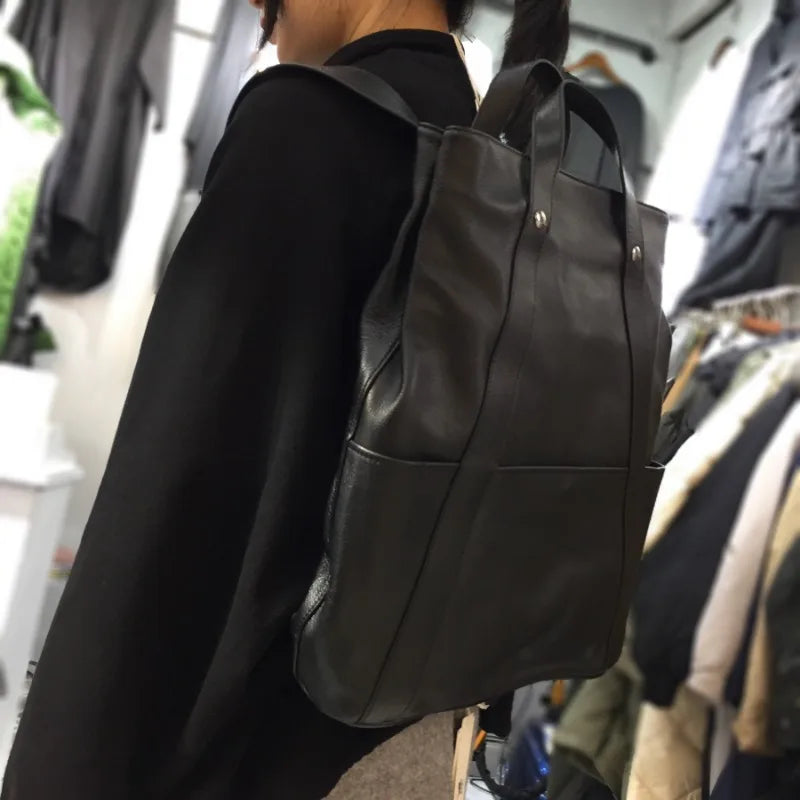 Large Capacity Unisex Multifunctional Portable Shoulder Bags Waterproof Business Travel Backpacks Retro Genuine Leather Bolsas