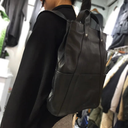 Large Capacity Unisex Multifunctional Portable Shoulder Bags Waterproof Business Travel Backpacks Retro Genuine Leather Bolsas