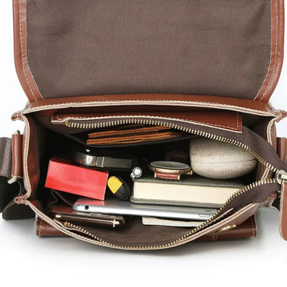 Large Capacity Vintage Men's Shoulder Genuine Leather Messenger Luxury Cowhide Crossbody Bag For Man