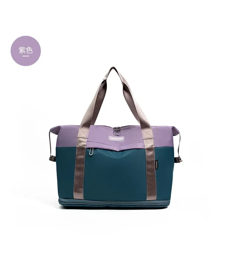 Large Capacity Waterproof Travel Bag Color Matching Camping Fitness Bag Maternity Travel Pack Expansion and Folding Unisex