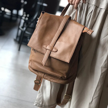 Large Capacity Women Backpack High Quality Genuine Leather Multifunction Shoulder Bag For Teenager Vintage Casual Travel Mochila