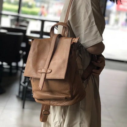 Large Capacity Women Backpack High Quality Genuine Leather Multifunction Shoulder Bag For Teenager Vintage Casual Travel Mochila