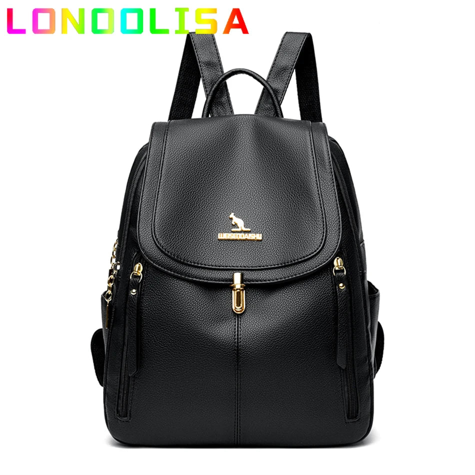 Large Capacity Women Backpack Purse Lady Travel Bagpack Luxury Soft Leather High Quality Female Rucksack Vintage Style Mochilas