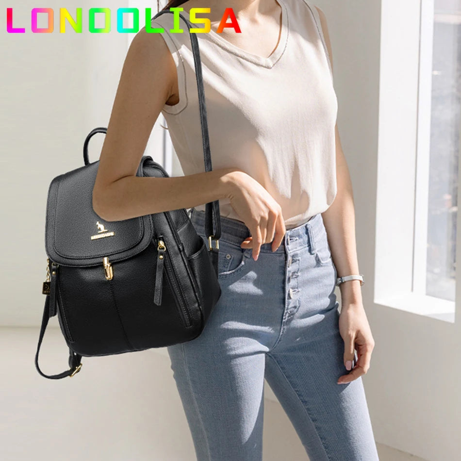 Large Capacity Women Backpack Purse Lady Travel Bagpack Luxury Soft Leather High Quality Female Rucksack Vintage Style Mochilas