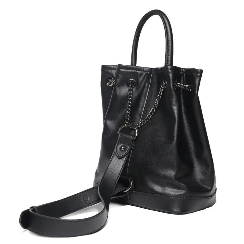 Large Capacity Women's Bag 2024 New Genuine Leather Solid Color Shoulder Backpack Versatile Handheld Backpack Luxury Designer