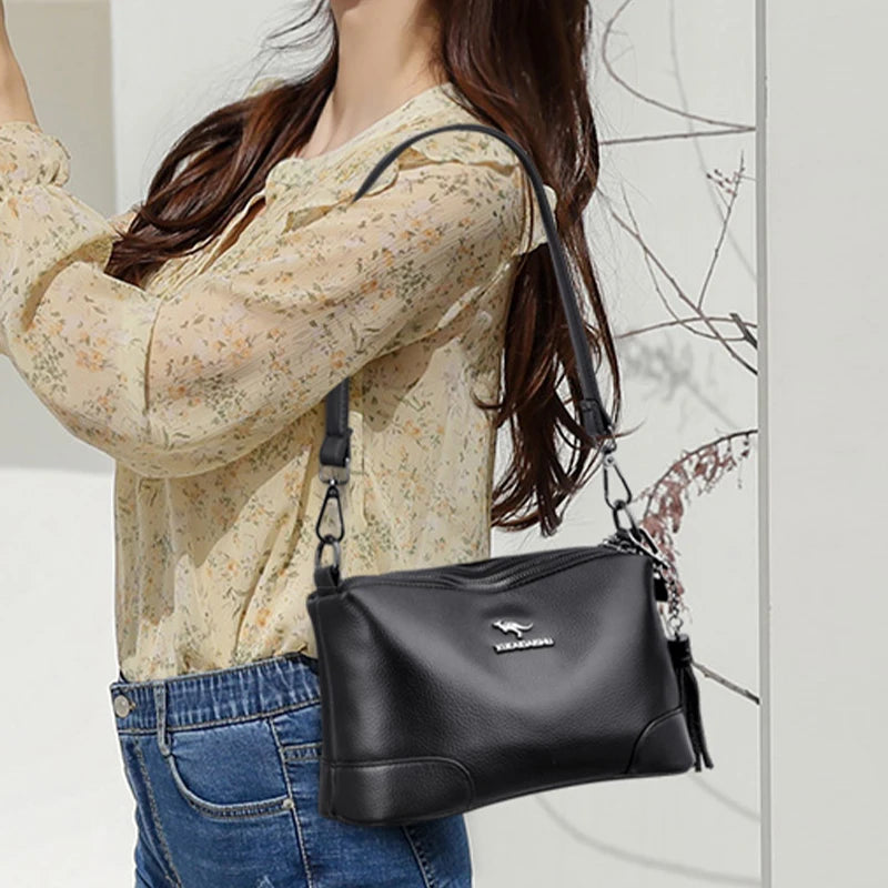 Large Capacity Women's Tassels Shoulder Bag Luxury Women's Designer Crossbody Bags Solid Color Quality Girl Wallet Shopping Bags