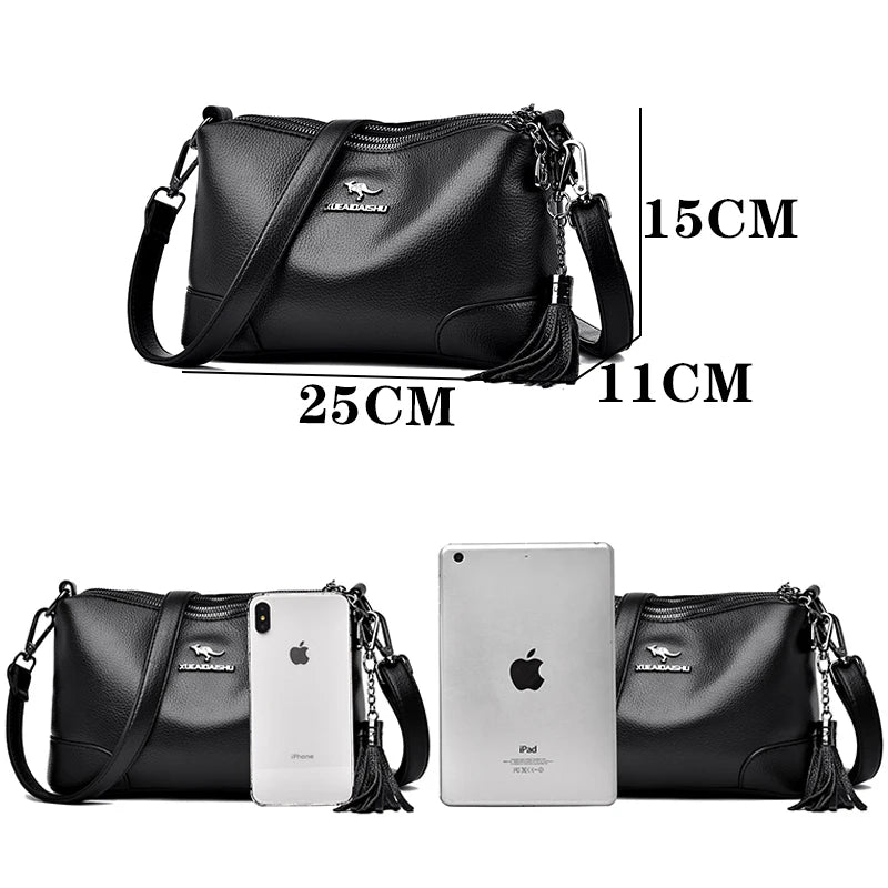 Large Capacity Women's Tassels Shoulder Bag Luxury Women's Designer Crossbody Bags Solid Color Quality Girl Wallet Shopping Bags