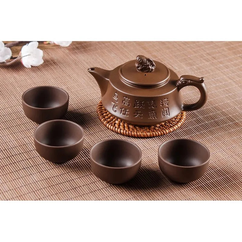 Large Capacity Yixing Purple Clay Pot Willing Pot Built-in Stainless Steel Filter Tea Maker Home Kungfu Tea Set Teapot Cup Set