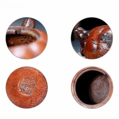 Large Capacity Yixing Purple Clay Teapot Hand-carved Raw Ore Pumpkin Kettle Home Beauty Tea Infuser Chinese Zisha Tea Set
