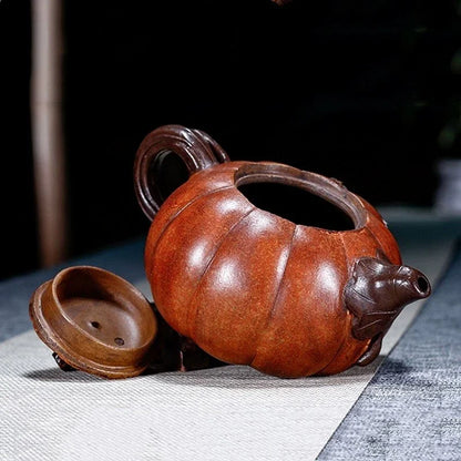 Large Capacity Yixing Purple Clay Teapot Hand-carved Raw Ore Pumpkin Kettle Home Beauty Tea Infuser Chinese Zisha Tea Set