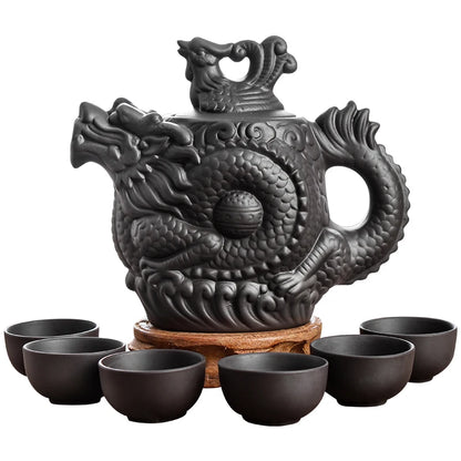 Large Capacity Yixing Zhu Ni Flower Tea Kettle, Large Capacity, Purple Sand Teapot, Chinese Tea Set, Handmade, 1 Pot, 6 Cups