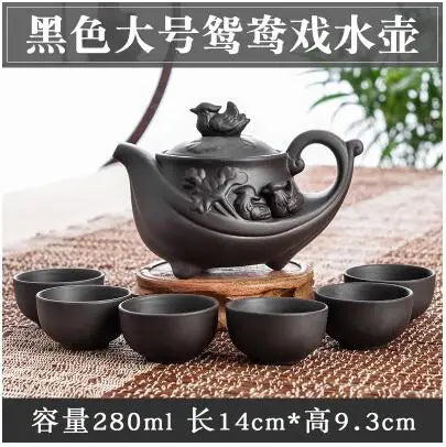 Large Capacity Yixing Zhu Ni Flower Tea Kettle, Large Capacity, Purple Sand Teapot, Chinese Tea Set, Handmade, 1 Pot, 6 Cups