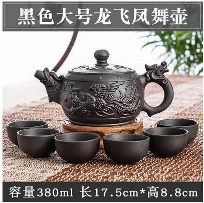 Large Capacity Yixing Zhu Ni Flower Tea Kettle, Large Capacity, Purple Sand Teapot, Chinese Tea Set, Handmade, 1 Pot, 6 Cups
