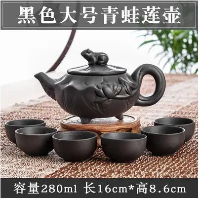 Large Capacity Yixing Zhu Ni Flower Tea Kettle, Large Capacity, Purple Sand Teapot, Chinese Tea Set, Handmade, 1 Pot, 6 Cups
