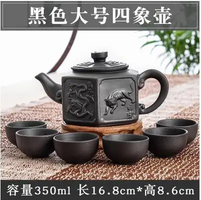 Large Capacity Yixing Zhu Ni Flower Tea Kettle, Large Capacity, Purple Sand Teapot, Chinese Tea Set, Handmade, 1 Pot, 6 Cups