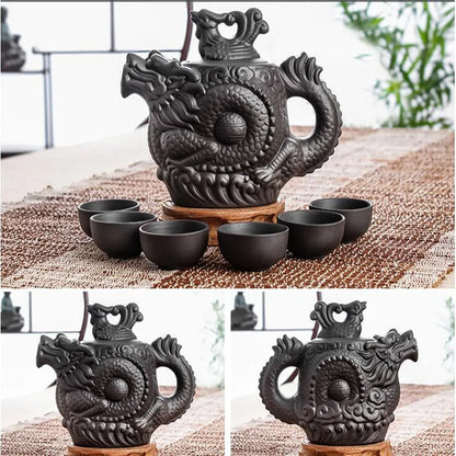 Large Capacity Yixing Zhu Ni Flower Tea Kettle, Large Capacity, Purple Sand Teapot, Chinese Tea Set, Handmade, 1 Pot, 6 Cups