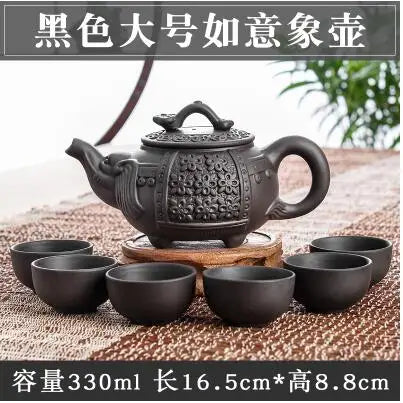 Large Capacity Yixing Zhu Ni Flower Tea Kettle, Large Capacity, Purple Sand Teapot, Chinese Tea Set, Handmade, 1 Pot, 6 Cups