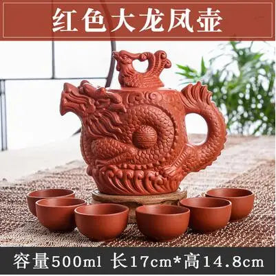 Large Capacity Yixing Zhu Ni Flower Tea Kettle, Large Capacity, Purple Sand Teapot, Chinese Tea Set, Handmade, 1 Pot, 6 Cups