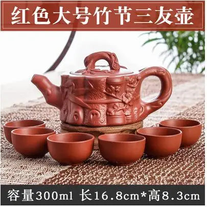 Large Capacity Yixing Zhu Ni Flower Tea Kettle, Large Capacity, Purple Sand Teapot, Chinese Tea Set, Handmade, 1 Pot, 6 Cups