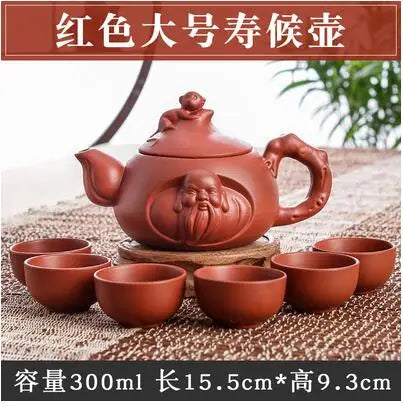 Large Capacity Yixing Zhu Ni Flower Tea Kettle, Large Capacity, Purple Sand Teapot, Chinese Tea Set, Handmade, 1 Pot, 6 Cups