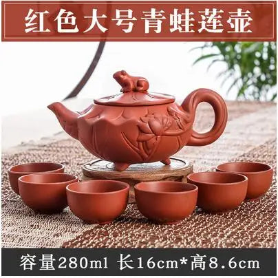 Large Capacity Yixing Zhu Ni Flower Tea Kettle, Large Capacity, Purple Sand Teapot, Chinese Tea Set, Handmade, 1 Pot, 6 Cups