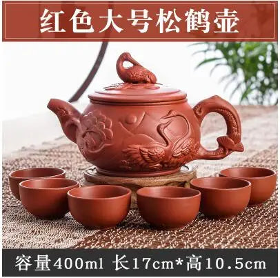 Large Capacity Yixing Zhu Ni Flower Tea Kettle, Large Capacity, Purple Sand Teapot, Chinese Tea Set, Handmade, 1 Pot, 6 Cups