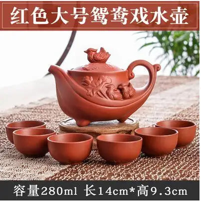 Large Capacity Yixing Zhu Ni Flower Tea Kettle, Large Capacity, Purple Sand Teapot, Chinese Tea Set, Handmade, 1 Pot, 6 Cups