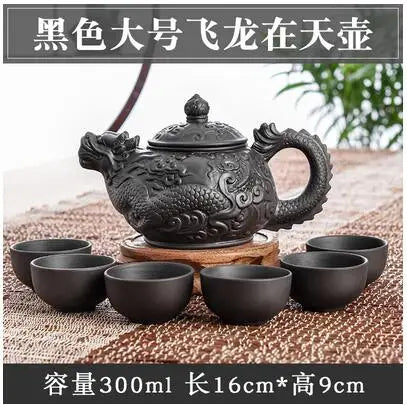 Large Capacity Yixing Zhu Ni Flower Tea Kettle, Large Capacity, Purple Sand Teapot, Chinese Tea Set, Handmade, 1 Pot, 6 Cups