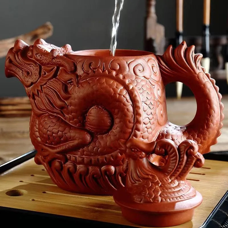 Large Capacity Yixing Zhu Ni Flower Tea Kettle Large Purple Sand Teapot Chinese Tea Set Handmade Ceramic Tea Pot