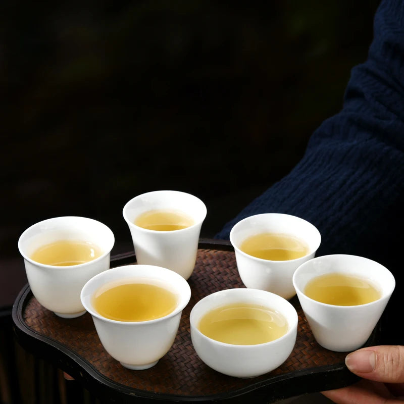 Large Ceramic Tea Cup, Pure White Porcelain, Bamboo Hat Cup, Handmade Kungfu Tea Set,  3Pcs/Pack Small Tea Cup, Tea Accessories