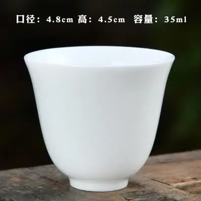 Large Ceramic Tea Cup, Pure White Porcelain, Bamboo Hat Cup, Handmade Kungfu Tea Set,  3Pcs/Pack Small Tea Cup, Tea Accessories