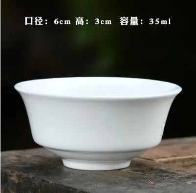 Large Ceramic Tea Cup, Pure White Porcelain, Bamboo Hat Cup, Handmade Kungfu Tea Set,  3Pcs/Pack Small Tea Cup, Tea Accessories