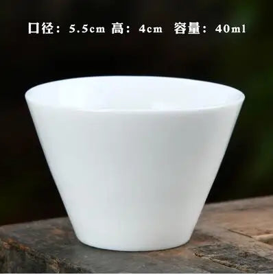 Large Ceramic Tea Cup, Pure White Porcelain, Bamboo Hat Cup, Handmade Kungfu Tea Set,  3Pcs/Pack Small Tea Cup, Tea Accessories
