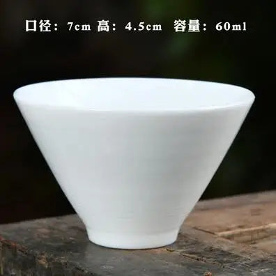 Large Ceramic Tea Cup, Pure White Porcelain, Bamboo Hat Cup, Handmade Kungfu Tea Set,  3Pcs/Pack Small Tea Cup, Tea Accessories