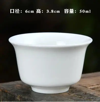 Large Ceramic Tea Cup, Pure White Porcelain, Bamboo Hat Cup, Handmade Kungfu Tea Set,  3Pcs/Pack Small Tea Cup, Tea Accessories