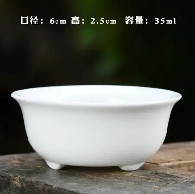 Large Ceramic Tea Cup, Pure White Porcelain, Bamboo Hat Cup, Handmade Kungfu Tea Set,  3Pcs/Pack Small Tea Cup, Tea Accessories