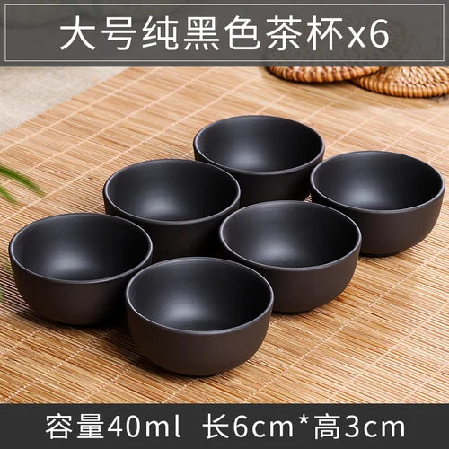 Large Ceramic Tea Cups Set, Porcelain Teacup, Purple Sand, Kungfu Tea Cup, Chinese Tea Set, 6Pcs