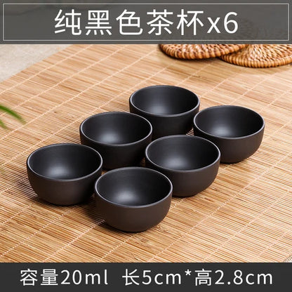 Large Ceramic Tea Cups Set, Porcelain Teacup, Purple Sand, Kungfu Tea Cup, Chinese Tea Set, 6Pcs