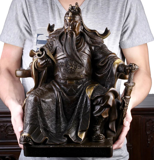 Large- Company home business efficacious Protection- The God of Arts and wealth GUAN GONG Guandi Retro FENG SHUI bronze statue