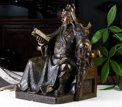 Large- Company home business efficacious Protection- The God of Arts and wealth GUAN GONG Guandi Retro FENG SHUI bronze statue