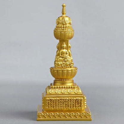 Large -GOOD Buddha Buddhist bless family home Safety Health wealth efficacious Protection India Nepal gold Buddha Pagoda