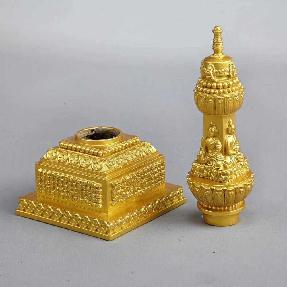 Large -GOOD Buddha Buddhist bless family home Safety Health wealth efficacious Protection India Nepal gold Buddha Pagoda