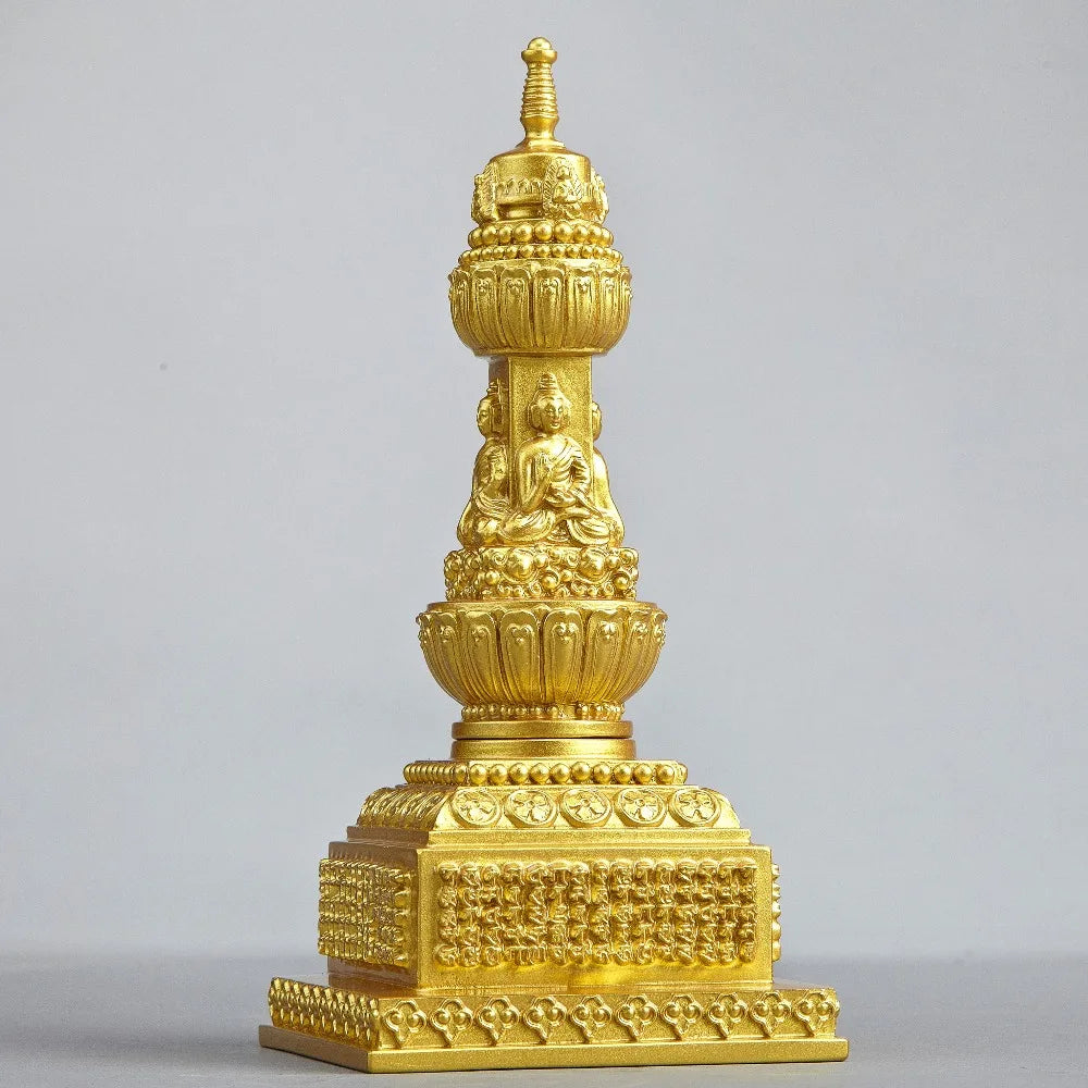 Large -GOOD Buddha Buddhist bless family home Safety Health wealth efficacious Protection India Nepal gold Buddha Pagoda