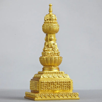 Large -GOOD Buddha Buddhist bless family home Safety Health wealth efficacious Protection India Nepal gold Buddha Pagoda