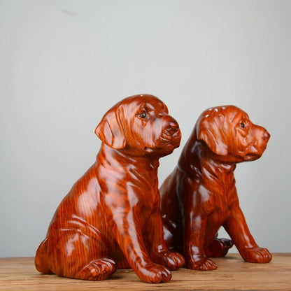 Large- GOOD art # business office home efficacious Talisman Handmade Yellow pear wood Money dog WANG CAI FENG SHUI ART Sculpture