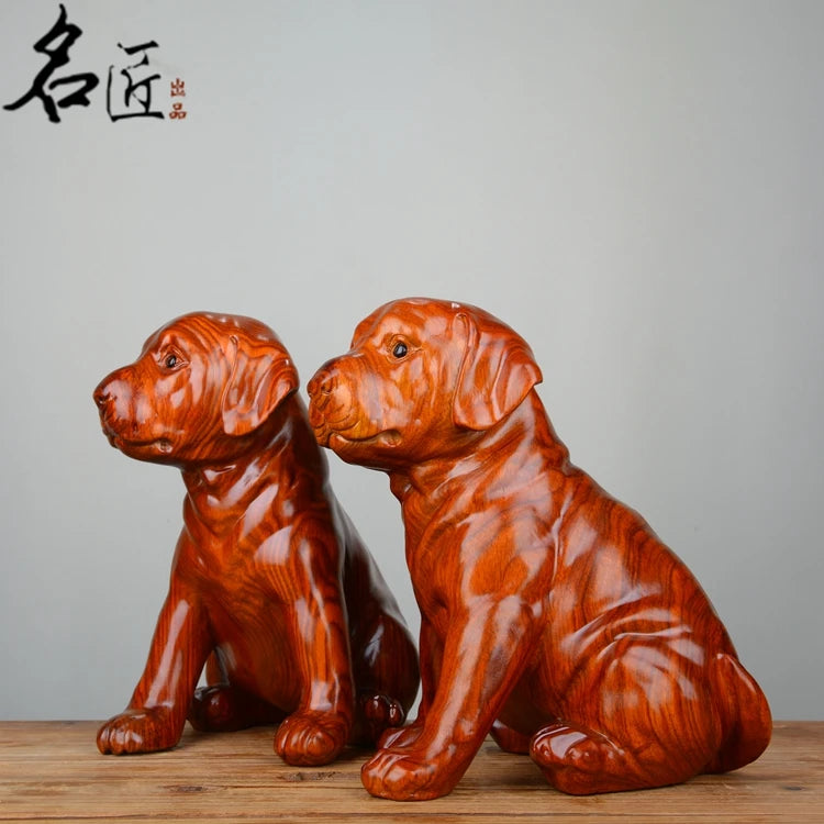 Large- GOOD art # business office home efficacious Talisman Handmade Yellow pear wood Money dog WANG CAI FENG SHUI ART Sculpture
