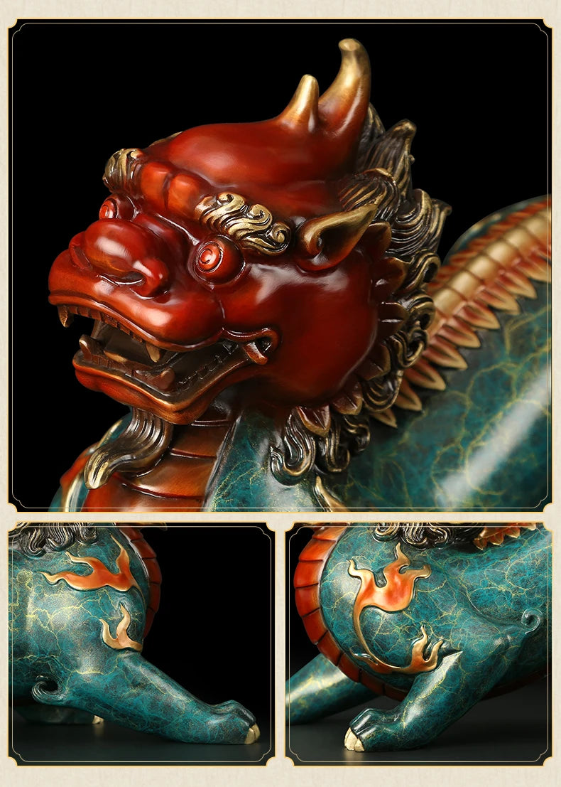 Large GOOD family home Shop thriving business money Exorcise evil spirits GOOD LUCK FENG SHUI brass dragon PI XIU Ornament
